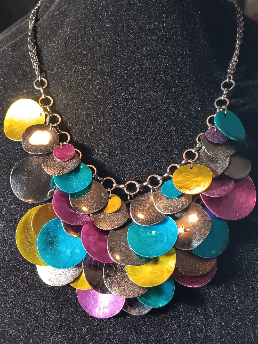 Statement Multicolor Disc Necklace - Women Jewelry